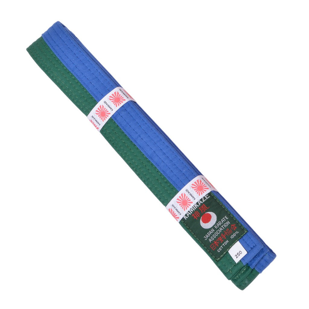 Ceinture bicolore Verte Bleue piquée KAMIKAZE
