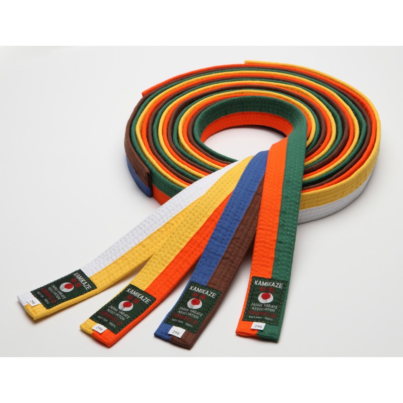 Ceinture bicolore Jaune Orange piquée KAMIKAZE