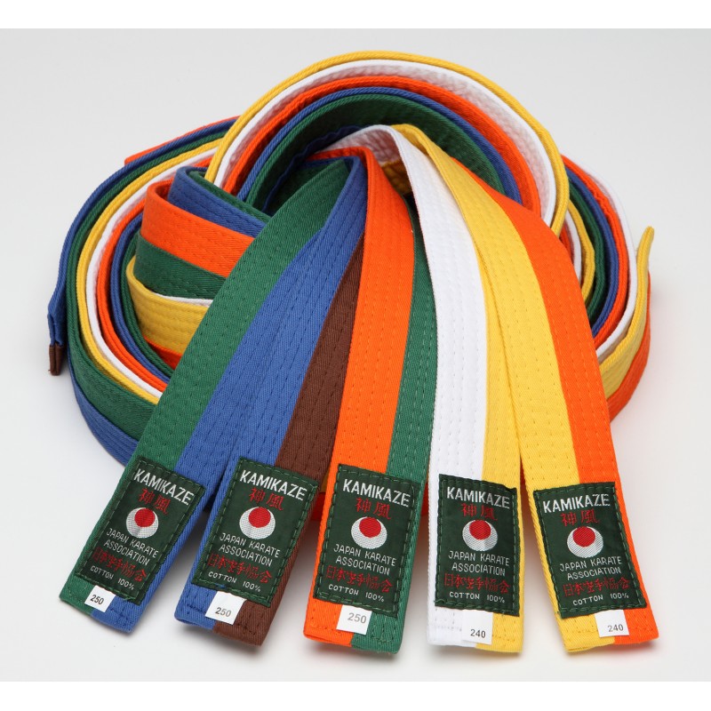 Ceinture bicolore Verte Bleue piquée KAMIKAZE