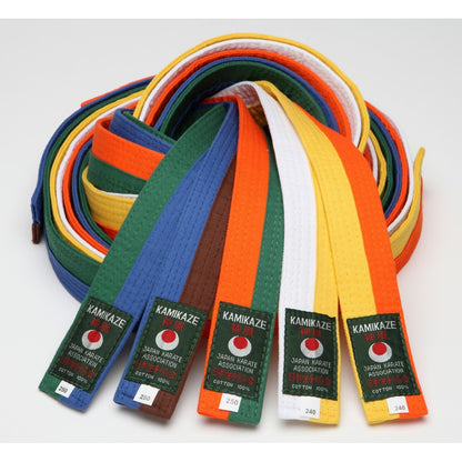 Ceinture bicolore Verte Bleue piquée KAMIKAZE